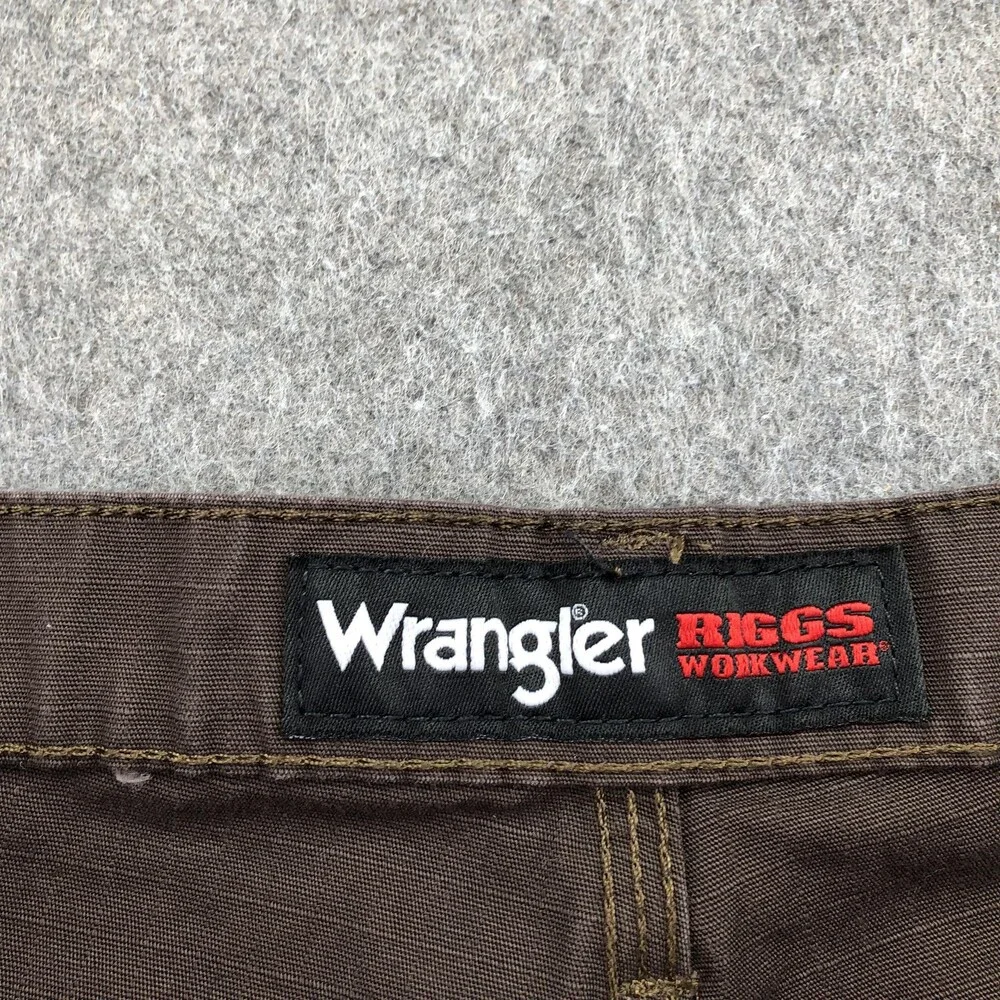Wrangler Pants Mens 40x34 Brown Canvas Cargo Relaxed Straight Riggs Workwear